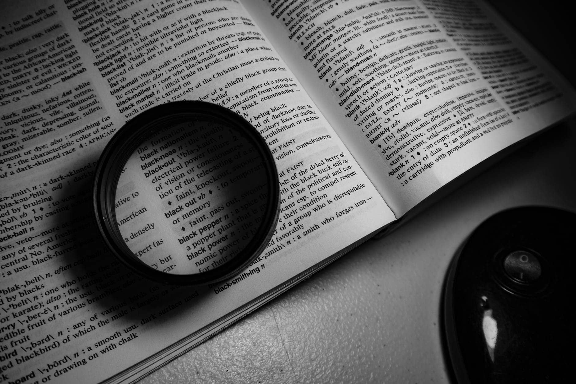 lens on a dictionary