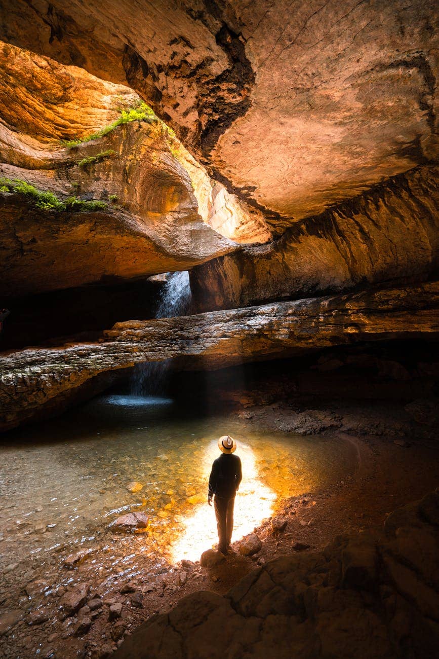 scenic view of rock formations inside the cave
